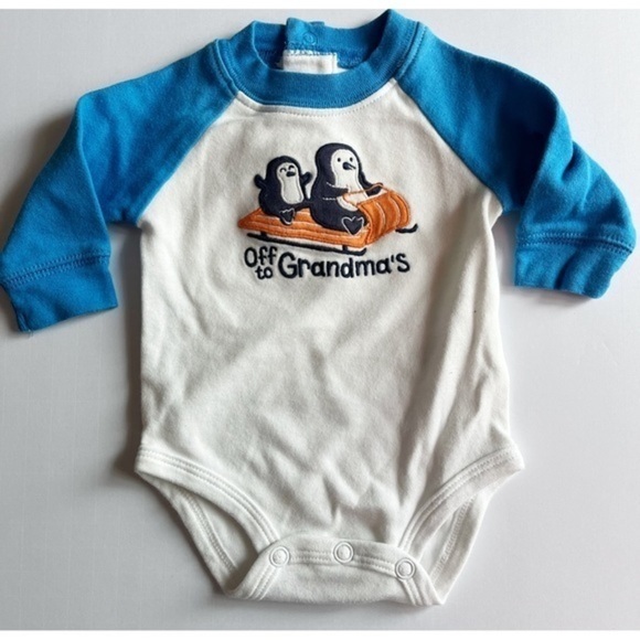 Carters • Newborn Off To Grandmas Penguin Onesie - Picture 1 of 3